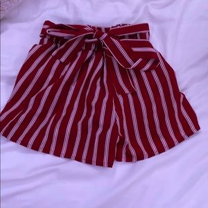 Brand new striped belted shorts